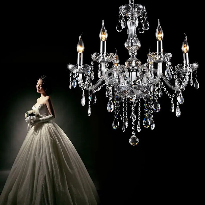 Classic 6 Lights Tassels Chandelier 6 Arms Crystal Lustre Light Modern Ceiling Light Lamp Lighting For Living Room Dining Room