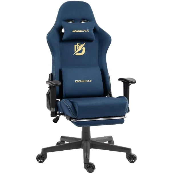 Dowinx Gaming Chair with Massage Lumbar Support, Suede Fabric Ergonomic Computer Chair with Footrest for Adults