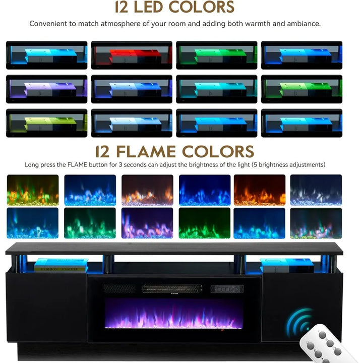 70" TV Stand for Living Room, Modern Entertainment Center & Media Console, Fits TVs up to 80", Storage Cabinet with Shelves, 36"
