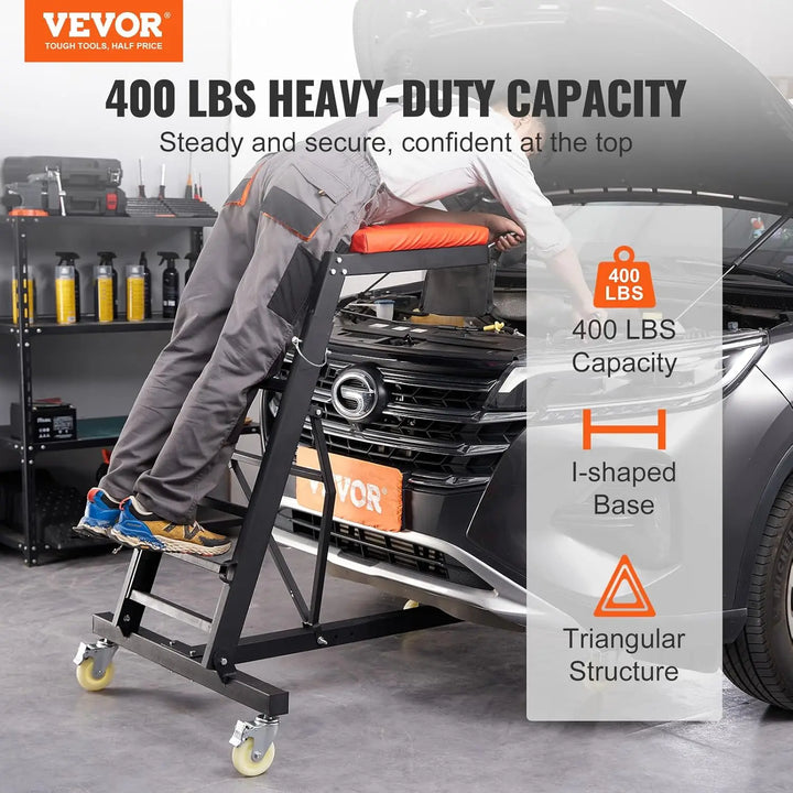 Top Automotive Creeper, with Adjustable Height 49.6" to 75.6", 400 LBS Capacity High Creeper, 4 Swivel Caster Wheels
