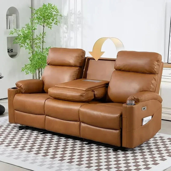 RPD4-3 seater recliner. PU leather recliner sofa. Home Theater Seating with flipped middle backrest. R
