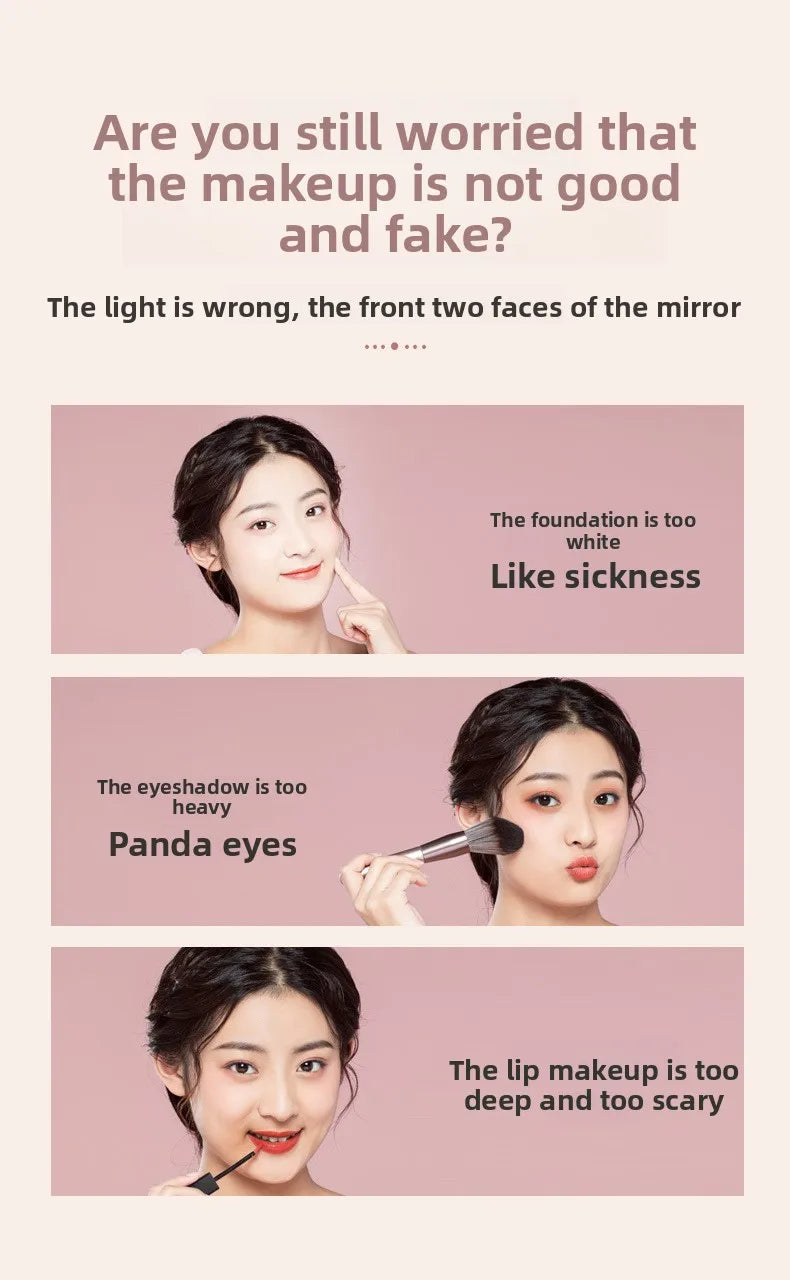 8 Inch Makeup Mirror With Light Lamp 5/7/10X Magnification 3 Color Lights,Adjustable Brightness Height Standing Cosmetic Mirror