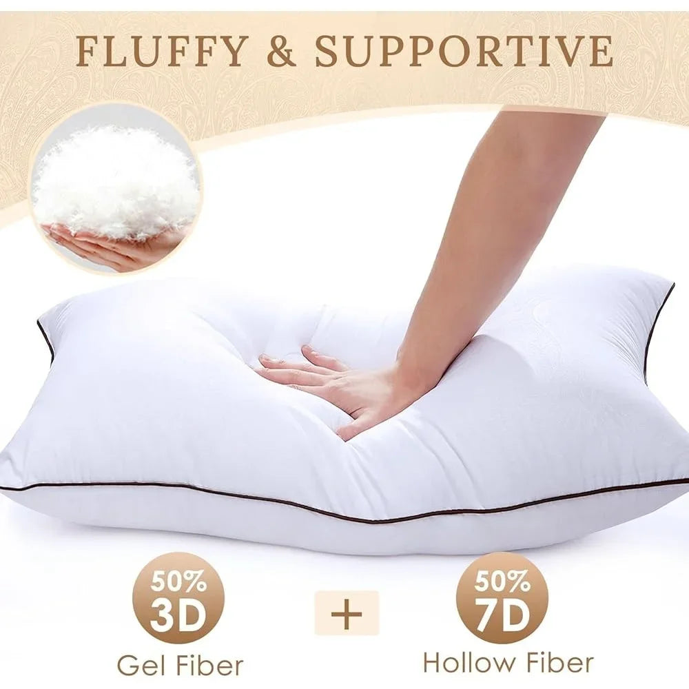 Standard Size Bed Pillows Set of 4 Down Alternative Hypoallergenic Soft Breathable Luxury Cooling Support Side Back Sleepers
