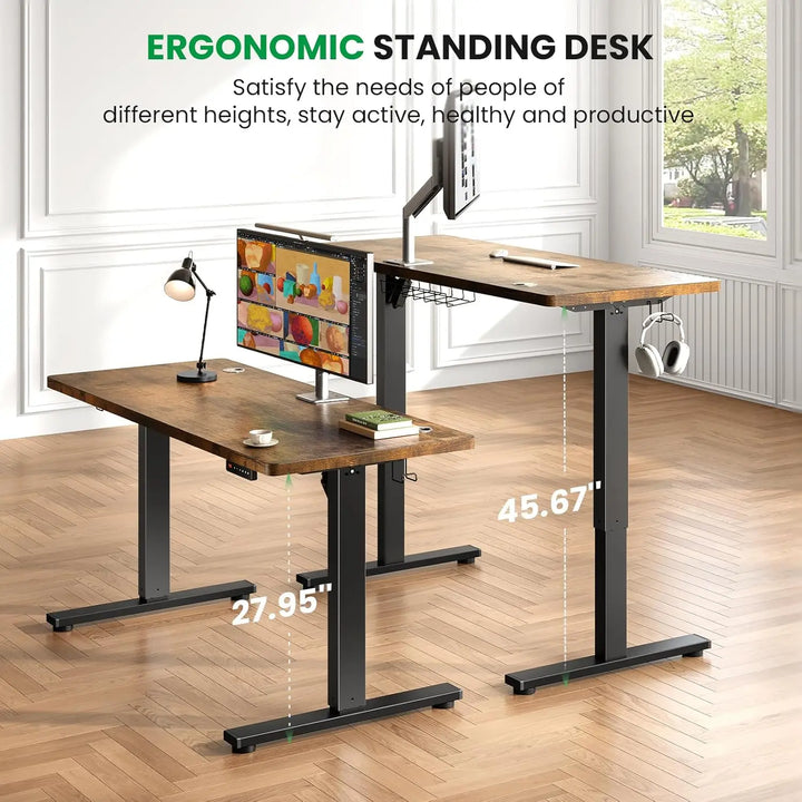 Electric Standing Desk Adjustable-63 x 24 Inch Sit Stand up Desk with Cable Management - 3 Memory Preset Adjustable Height Table