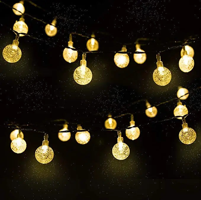 Solar Crystal Ball String Lights â€“ 4 Colors, 8 Modes Outdoor Garden & Balcony Accent | Eco-Friendly LED Decor | Trufairs