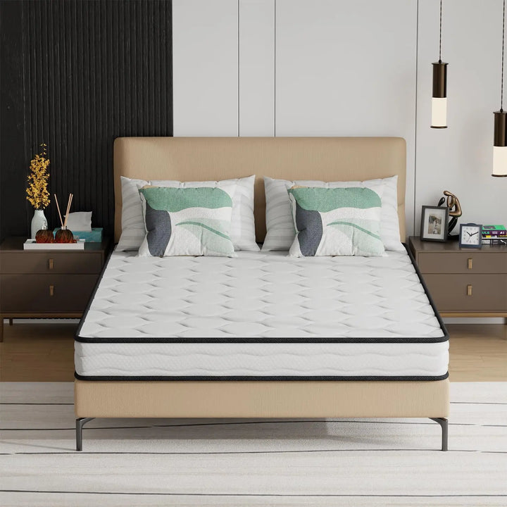 6 Inch Hybrid Mattress with Innerspring and Foam/Fiberglass Free/Medium Firm Spring Mattress/Full Size Mattress in a Box/CertiPU