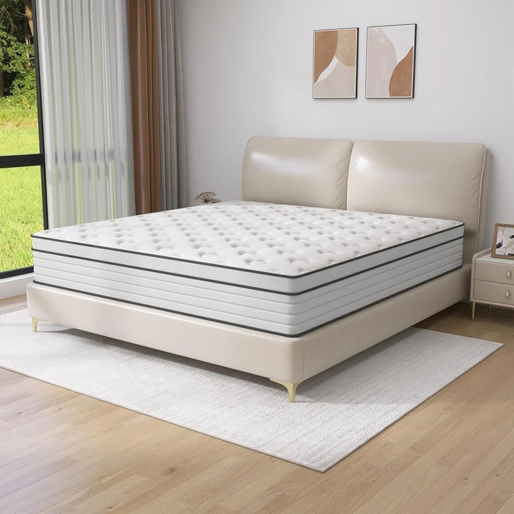 Queen Mattress,14 Inch Hybrid Mattress Independent Pocket Spring Mattress in a Box High Permeability Skin-Friendly
