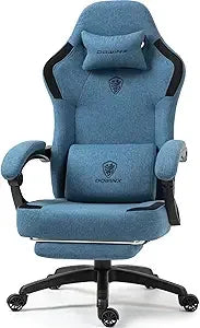 Fabric Gaming Chair with Pocket Spring Cushion,Breathable Computer Chairs with Massage Lumbar Support and Footrest,High Back Ga