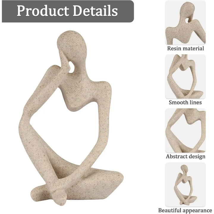 Sandstone Resin Thinker Style Abstract Sculpture Statue Collectible Figurines Home Office Bookshelf Desktop Decor
