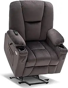 elderly-friendly power lift recliner sofa with extended footrest, 3 recline positions, handheld remote, 2 cup holders, and usb c