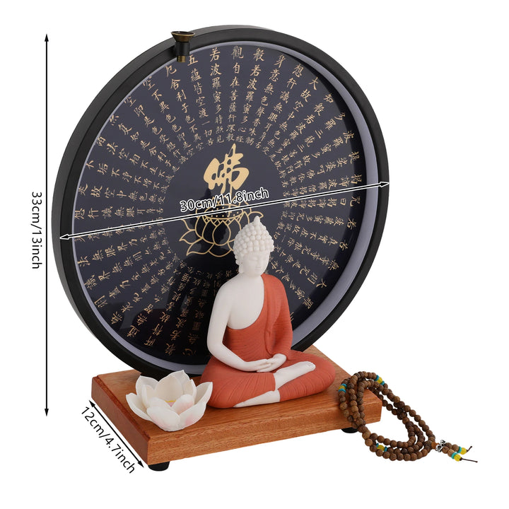 Ceramic Meditating Figurine for Home Décor with Circle LED Lamp – Decorative Sculpture