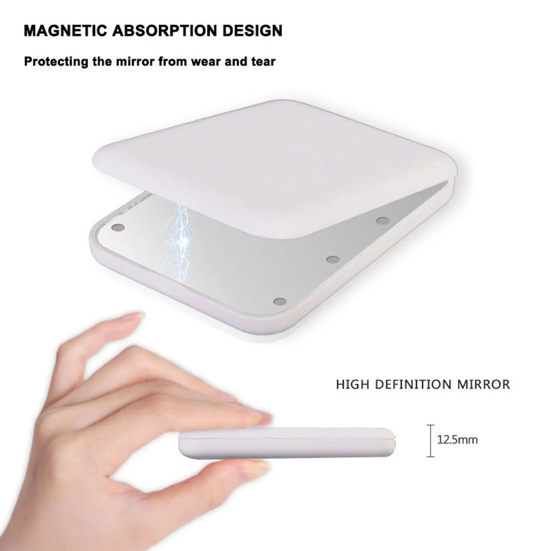 Mini LED Makeup Mirror Portable Vanity Mirrors with Light 1X 2X Magnifying Pocket Mirror Foldable Cosmetic Vanity Mirrors