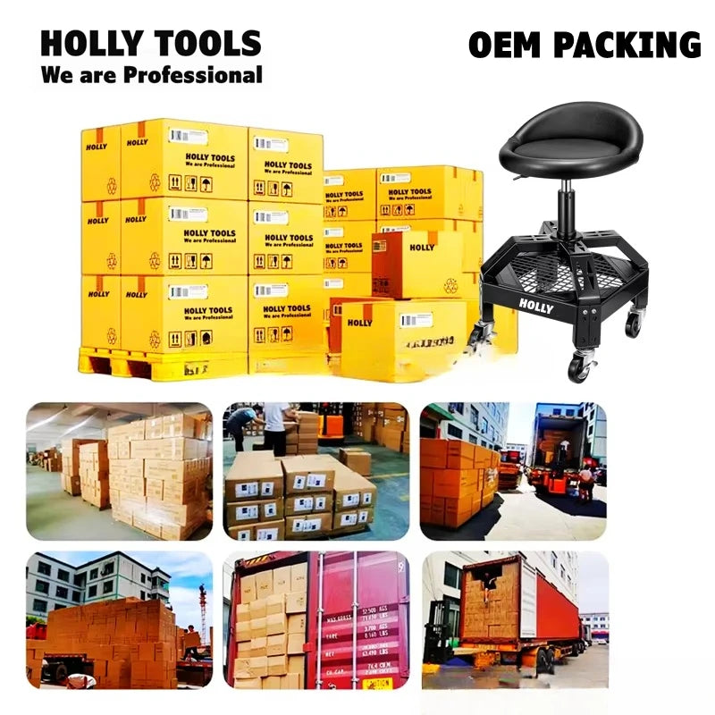 Adjustable height 360 ° rotating workshop seat with tool tray storage mechanical bench chair rolling workshop stool for garage