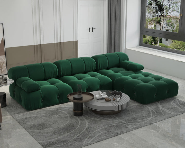 Sdorens Sectional Sofa Living Room Sofas L-Shaped Velvet Couch with Reversible Ottoman Convertible Modern Design Couch Sofa