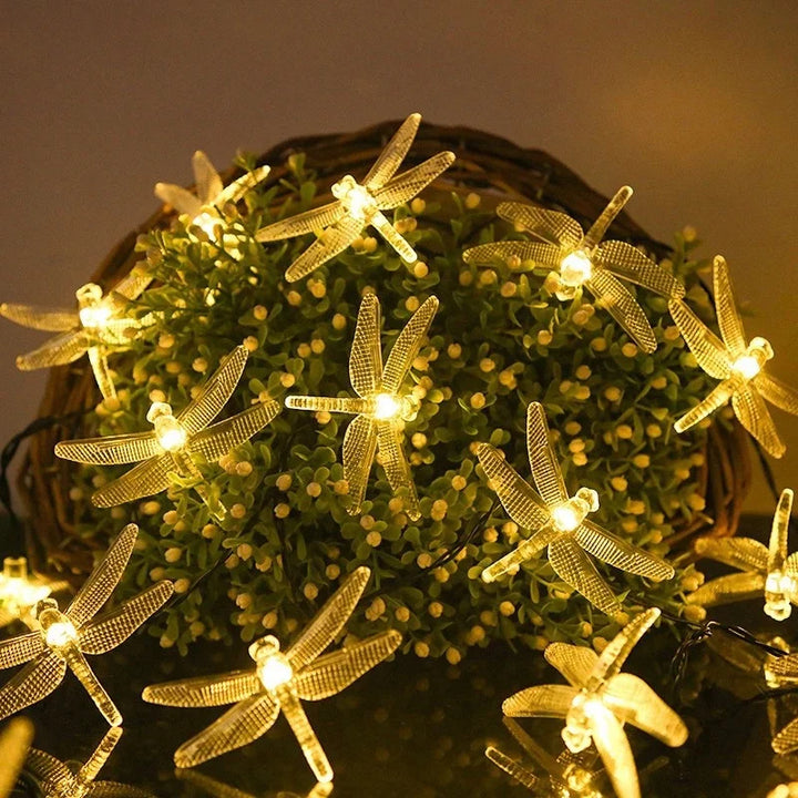 Solar Dragonfly Fairy String Lights â€“ 20 LED Waterproof Outdoor/Indoor Decorative Accent | Garden, Fence, Patio, Party | Trufairs