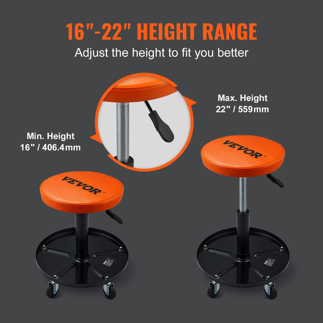 SucceBuy Mechanic Stool 250 LBS Rolling Pneumatic Creeper Garage/Shop Seat Padded Rolling Workshop Stool for Garage Auto Repair