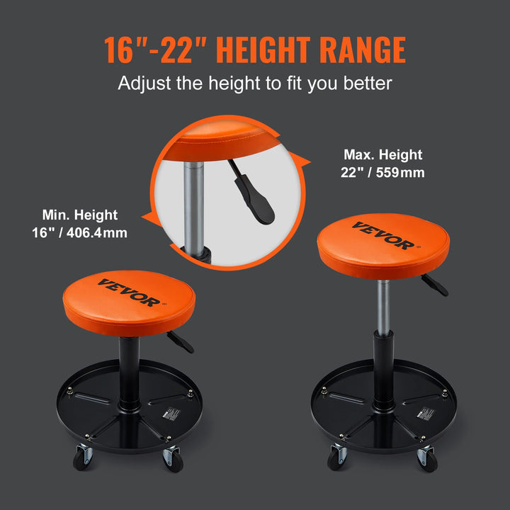 SucceBuy Mechanic Stool 250 LBS Rolling Pneumatic Creeper Garage/Shop Seat Padded Rolling Workshop Stool for Garage Auto Repair