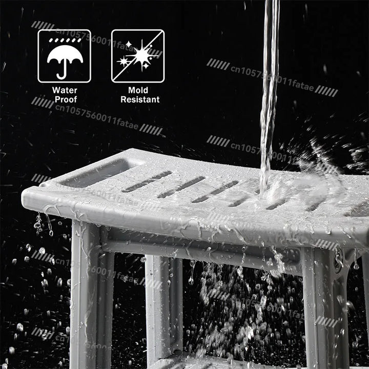 Shower Bench Stool，With Storage Shelf Waterproof
