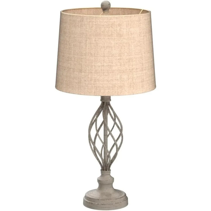 Modern Industrial Table Lamps 28" Tall Set of 2 Weathered Sand Iron Cream Tapered Drum Shade for Bedroom Living Room
