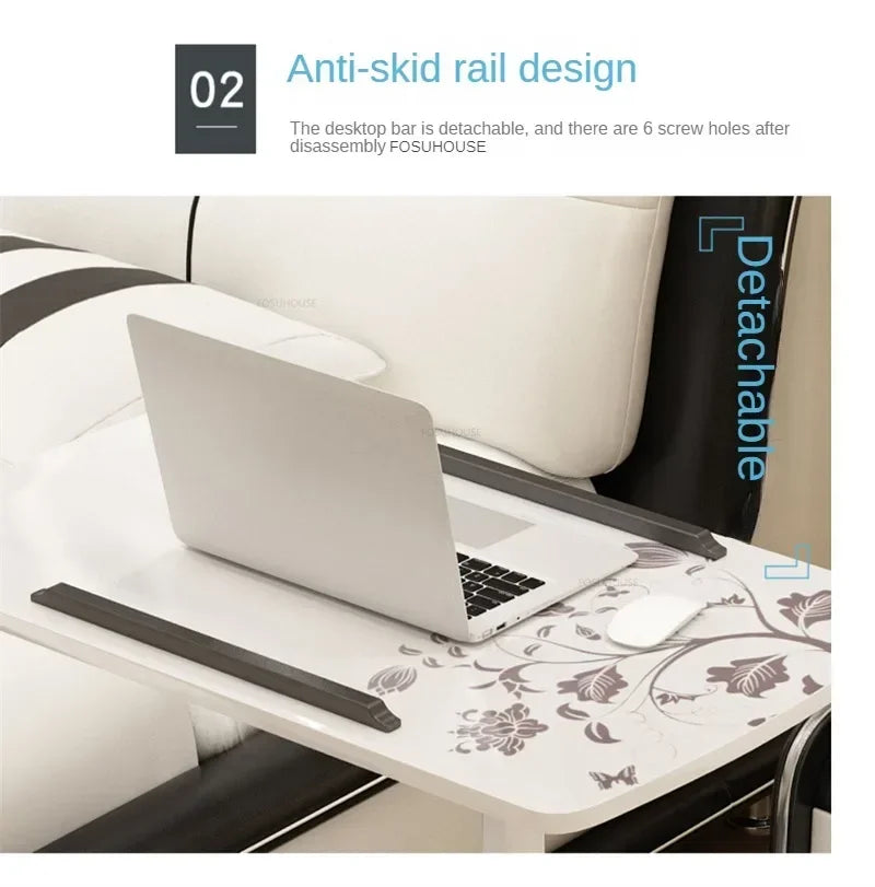 Creative Foldable Computer Desks Living Room Sofa Lazy Bed Office Desk with Wheels Lifting Bedside Table European Home Furniture