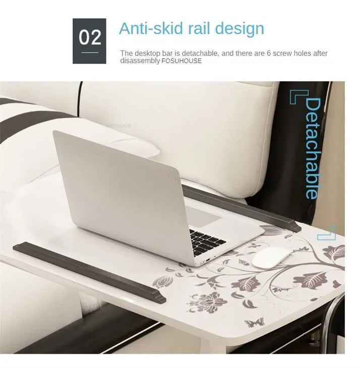 Creative Foldable Computer Desks Living Room Sofa Lazy Bed Office Desk with Wheels Lifting Bedside Table European Home Furniture