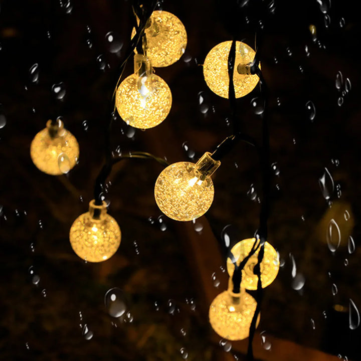Solar Crystal Ball String Lights â€“ 4 Colors, 8 Modes Outdoor Garden & Balcony Accent | Eco-Friendly LED Decor | Trufairs