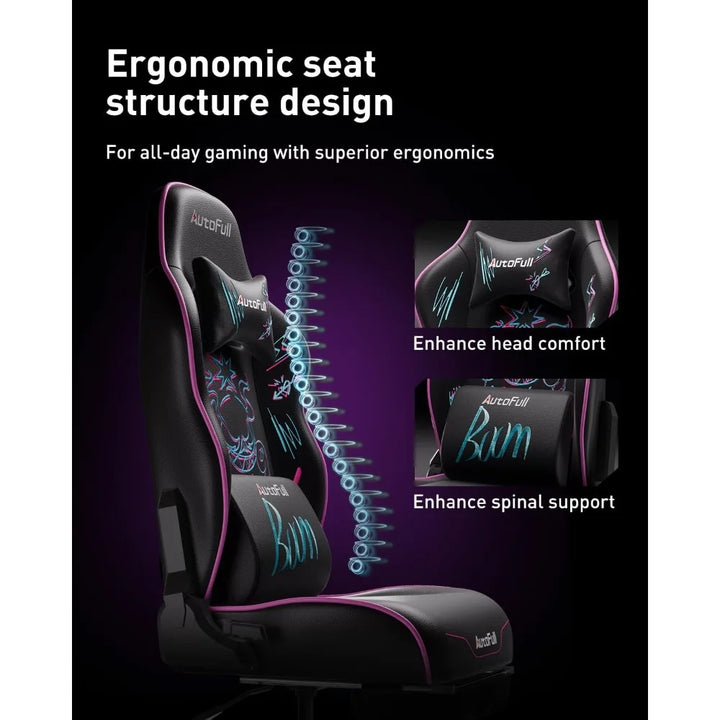 Gaming Chair,Ergonomic Wingless Cushion Computer Chair,PU Leather Racing Style Office Chair with Lumbar Support Pillow