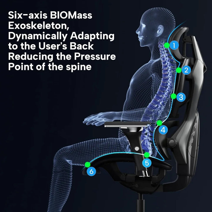 Gaming Chair, Office Desk Chair with Lumbar Support, Ergonomic Mesh Gaming Chair with 4D Armrests, High Back Comfortable