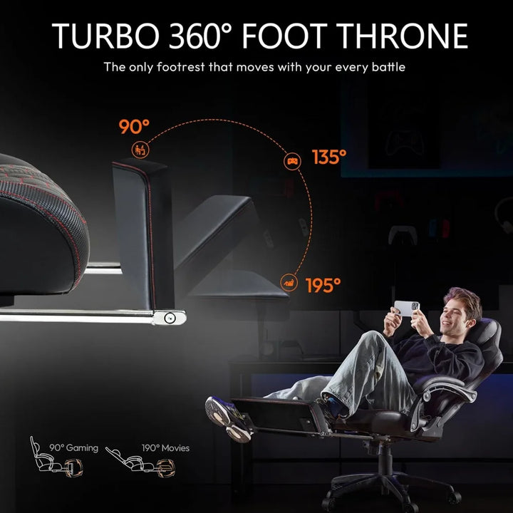 Gaming Chair Big and Tall with Dual-Point Massager Lumbar Support, Video Game Chairs for Adults with Footrest, Ergonomic Comput