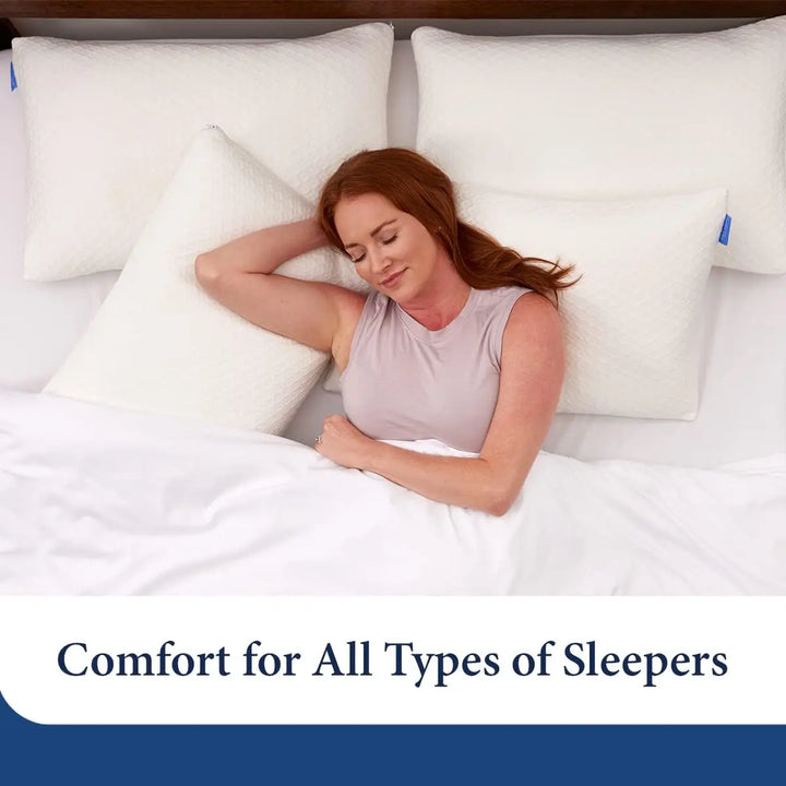 2-Pack Luxury Rayon Derived from Bamboo Shredded Memory Foam Pillow - Adjustable & Removable Fill - Cool & Breathable (King)