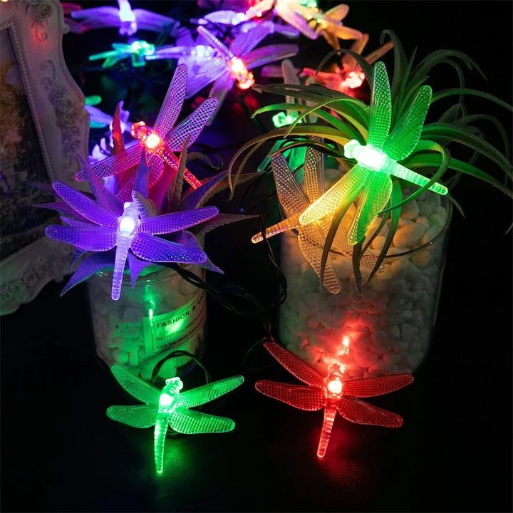 Solar Dragonfly Fairy String Lights â€“ 20 LED Waterproof Outdoor/Indoor Decorative Accent | Garden, Fence, Patio, Party | Trufairs