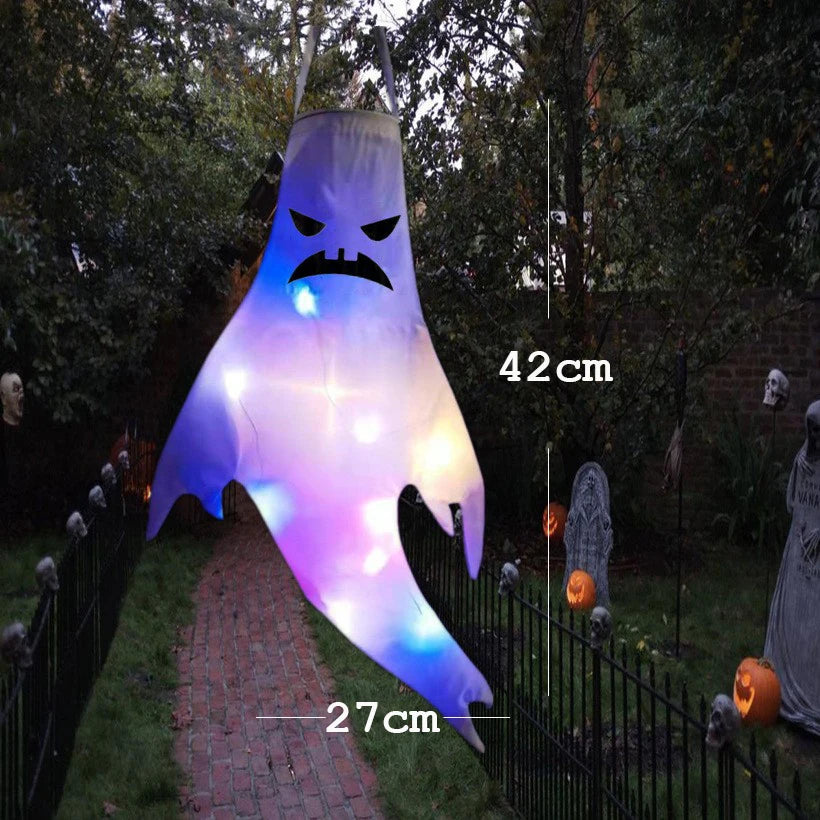 42/130cm Halloween Outdoor Ghost pendant LED Lights Battery Power Ghost Horror Grimace Glowing Party Props Halloween Decoration