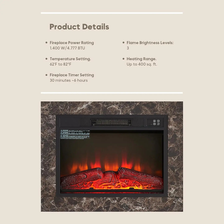 43" Electric Fireplace with Mantel, Electric Fireplace Heater, TV Stand w/Freestanding Electric Fireplace, Fireplace Mantel