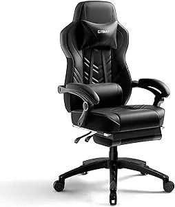 Gaming Chair Video Game Chair with Footrest and Lumbar Support Racing Style PU Leather Computer Chair Ergonomic Adjustable Swiv
