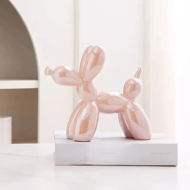 11cm/4.3inch Creative Balloon Dog Abstract Ceramic Ornament Sculpture Figurine Statue Home Office Decoration Gift