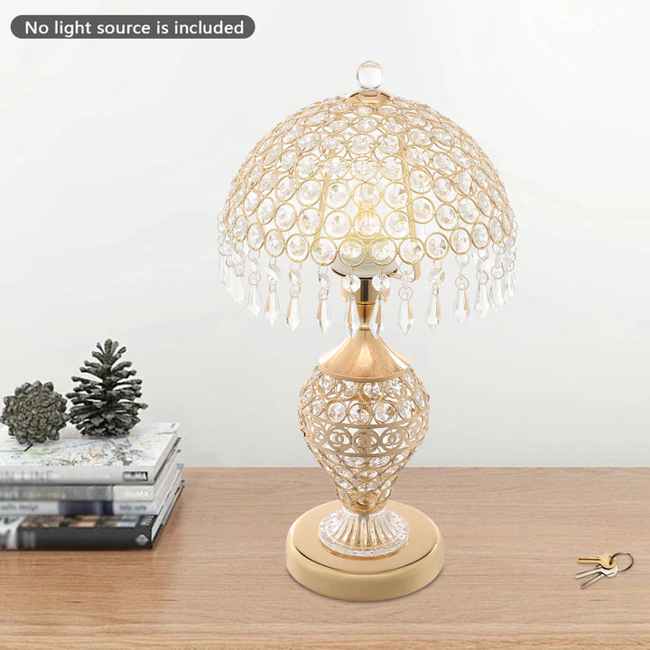 Crystal Table Lamp,Gold 110V Tabletop Decorative Bedside Lamp Corded Electric Lighting 3-5m² for Bedrooms,Living Rooms