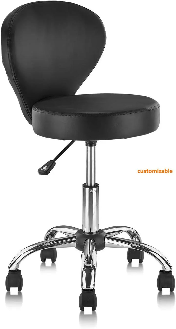 Rolling Swivel Salon Stool Chair with Back Support Adjustable Hydraulic Seat Height 22 in