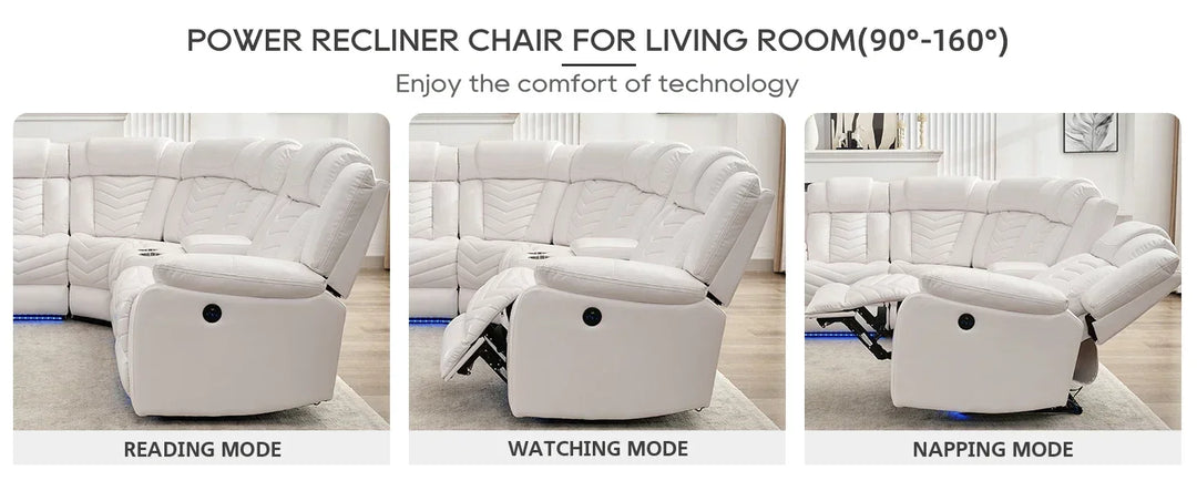 RPD4-Power Recliner Sectional Sofa Couches with Bass Speakers Living Room.Leather Reclining Corner Sectionals Sofa Couch Sets wi
