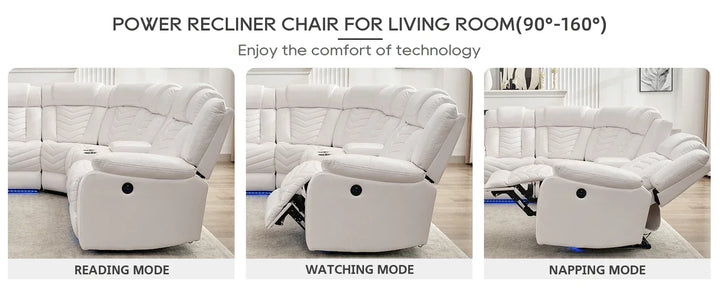 RPD4-Power Recliner Sectional Sofa Couches with Bass Speakers Living Room.Leather Reclining Corner Sectionals Sofa Couch Sets wi