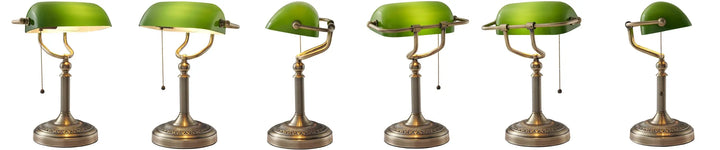 New Plug In Table lamp Glass Shade Bankers desk Lamp with Zipper Switch E27/E26 Living room Bedroom Bedside Sofa Library