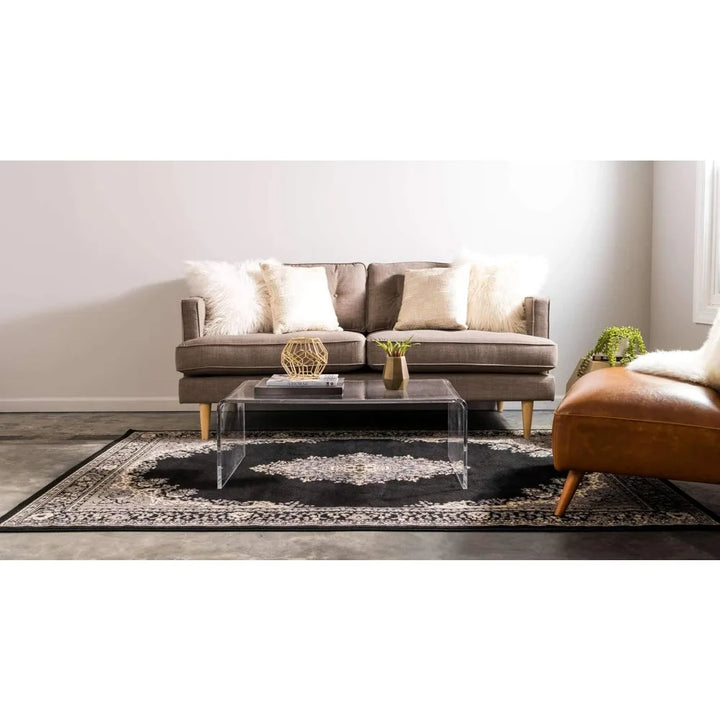 Reza Collection Traditional Persian Style Area Rug Black/Beige