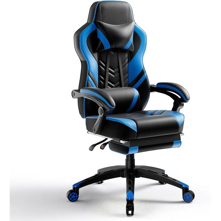 Gaming Chair Video Game Chair with Footrest and Lumbar Support Racing Style PU Leather Computer Chair Ergonomic Adjustable Swiv