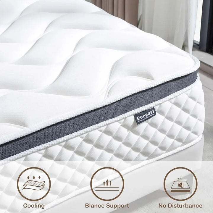 12 Inch Full-Queen Size Mattress, Memory Foam Hybrid Mattresses with Individual Pocket Spring for Motion Isolation&Silent Sleep