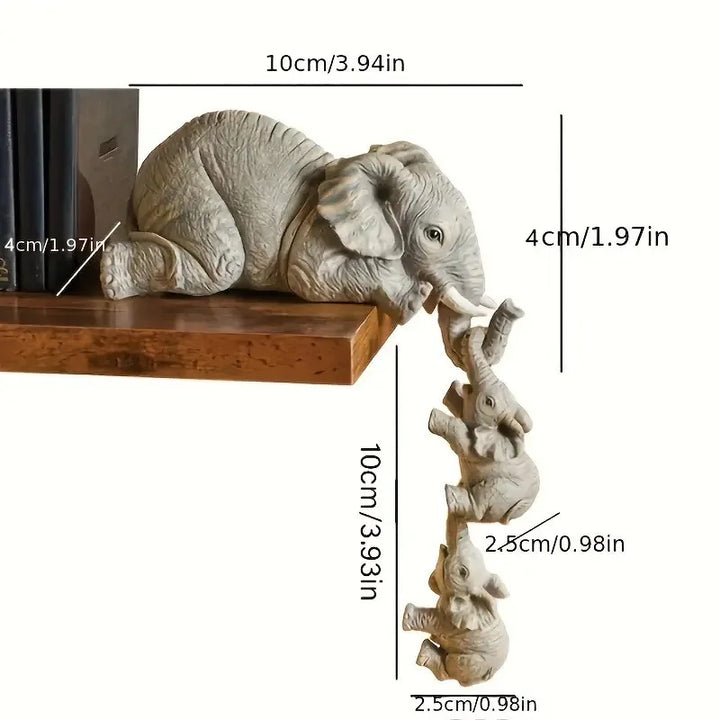 3Pcs/set Cute Elephant Figurines Elephant Holding Baby Elephant Resin Crafts Desktop Decoration Ornaments Crafts Figurines