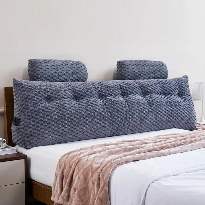 Wedge Headboard Pillow - Bed Wedge Pillow for Headboard Triangular Headboard Pillow with Neck Roll Pillow-Large Bolster Pillow f