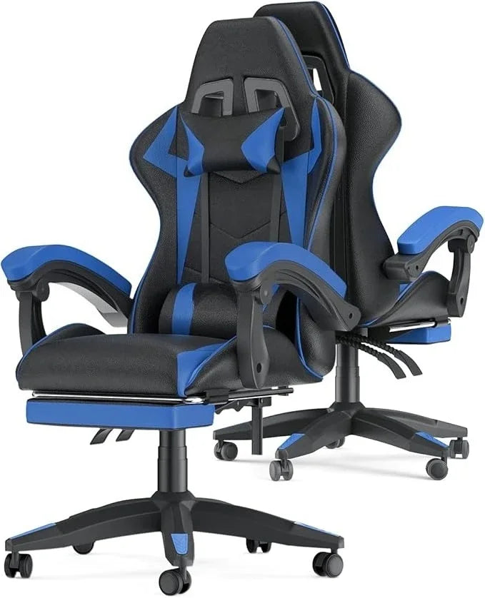 Gaming Chair with Footrest, Ergonomic Computer Game Chairs, Headrest and Lumbar Support, Adjustable Height, Reclining