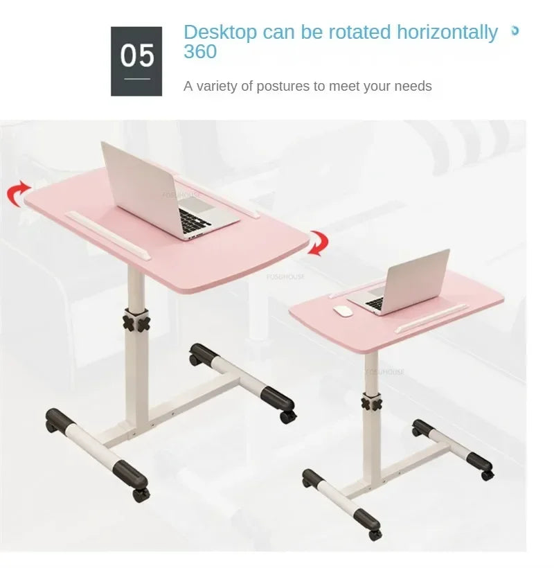 Creative Foldable Computer Desks Living Room Sofa Lazy Bed Office Desk with Wheels Lifting Bedside Table European Home Furniture