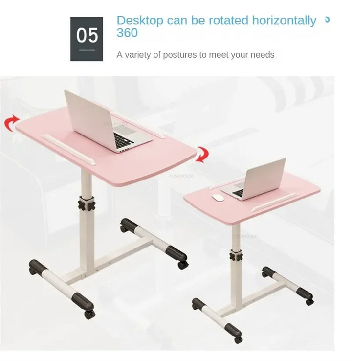 Creative Foldable Computer Desks Living Room Sofa Lazy Bed Office Desk with Wheels Lifting Bedside Table European Home Furniture