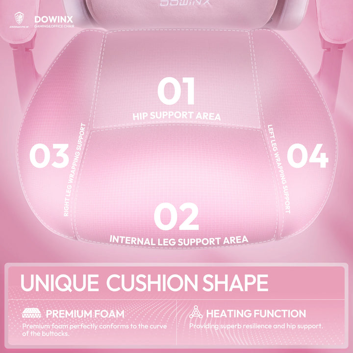 Dowinx Gaming Chair with Heated Massage Lumbar Support, Breathable Fabric Office Chair with Pocket Spring Cushion and Footrest,