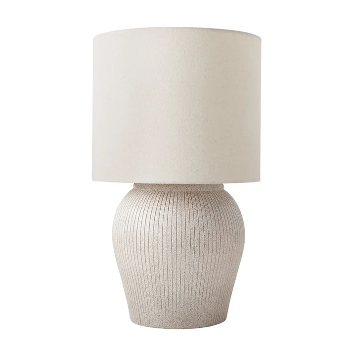 21 Inch Raw Sand Table Lamp with Shade Brighten Home Living Room Kitchen Nightstand Entryway Neutral Decor Lighting Touch